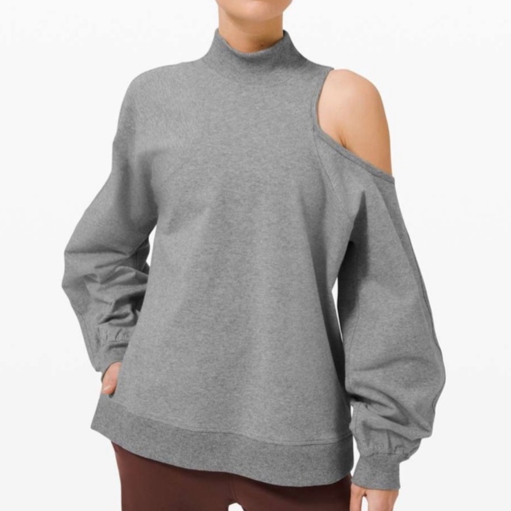 Lululemon LA Asymmetrical-Cut-Out Crew, Heathered Core Medium Grey